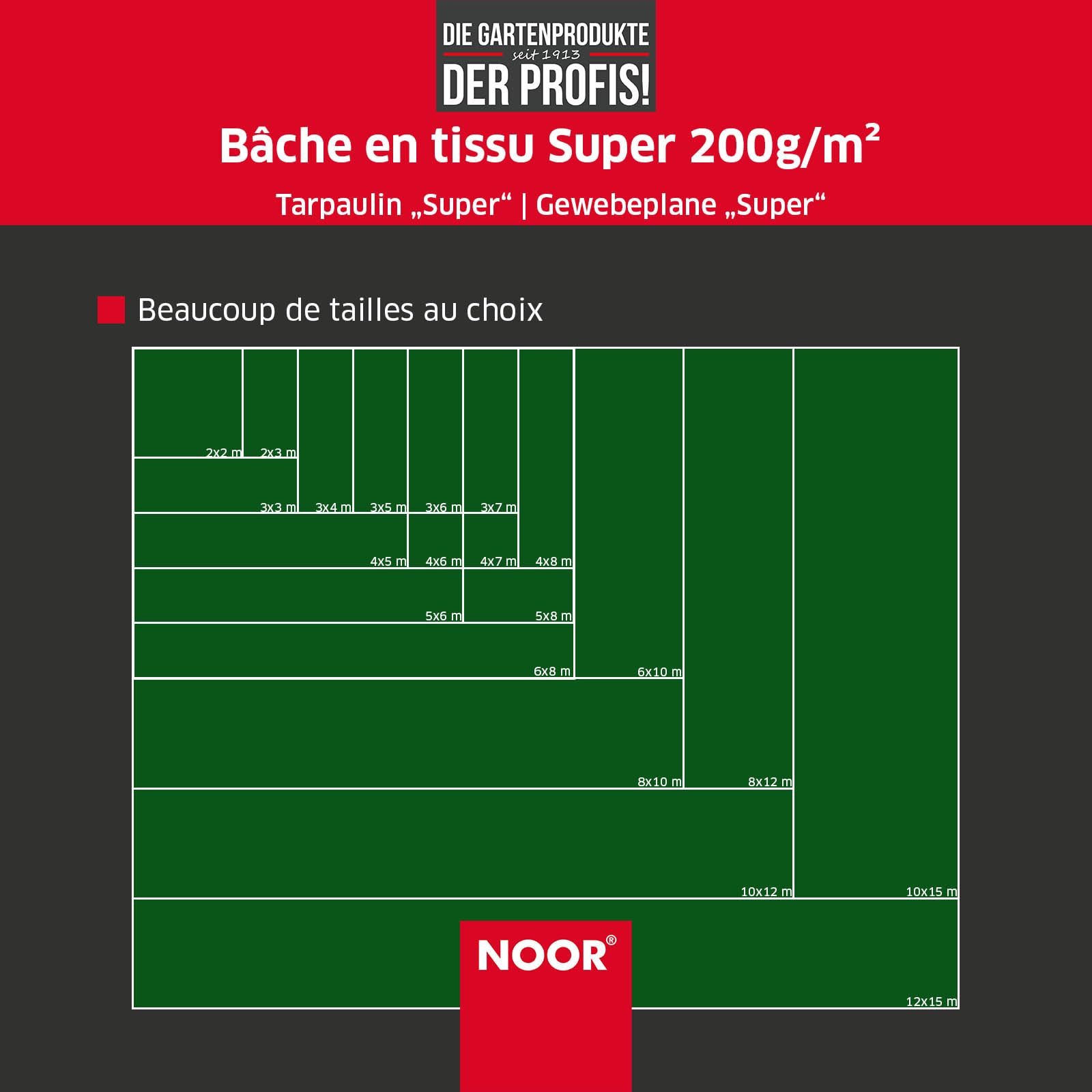 NOOR Bâche de Couverture Super - 200g/m² - 3x7 m - Blanc - Bâche Tout Usage pour Protection Contre Les intempéries - Idéale pour Le Jardin - stabilisée UV, enduite des Deux côtés, imperméable