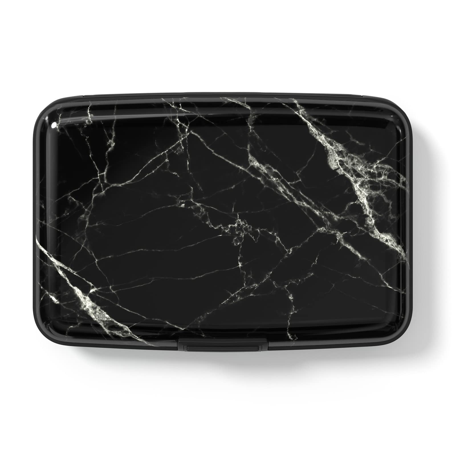 Hsxnam Credit Card Holder for Women, Small RFID Metal Credit Cards Wallets Cute Business Card Holder Pocket ID Case, Black Marble
