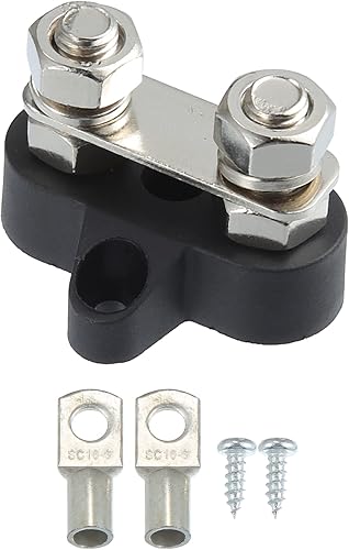 Miniatura 7 de X AUTOHAUX 1 juego de barra de autobús M8x1.25 Bloque de terminales de potencia de doble perno de batería, poste de conexión de batería DC 48V 150A