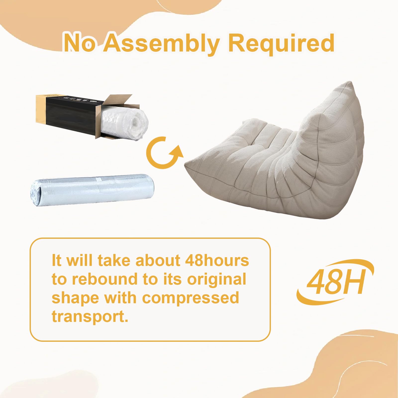 Comodo Divano Da Terra Pigro, Ampio Design Caterpillar In Un Unico Pezzo, Supporto Per Il Corpo a 5 Zone, Senza Telaio Con Spugna Ad Alta Densità, Divano Da Terra Ergonomico Per Soggiorno