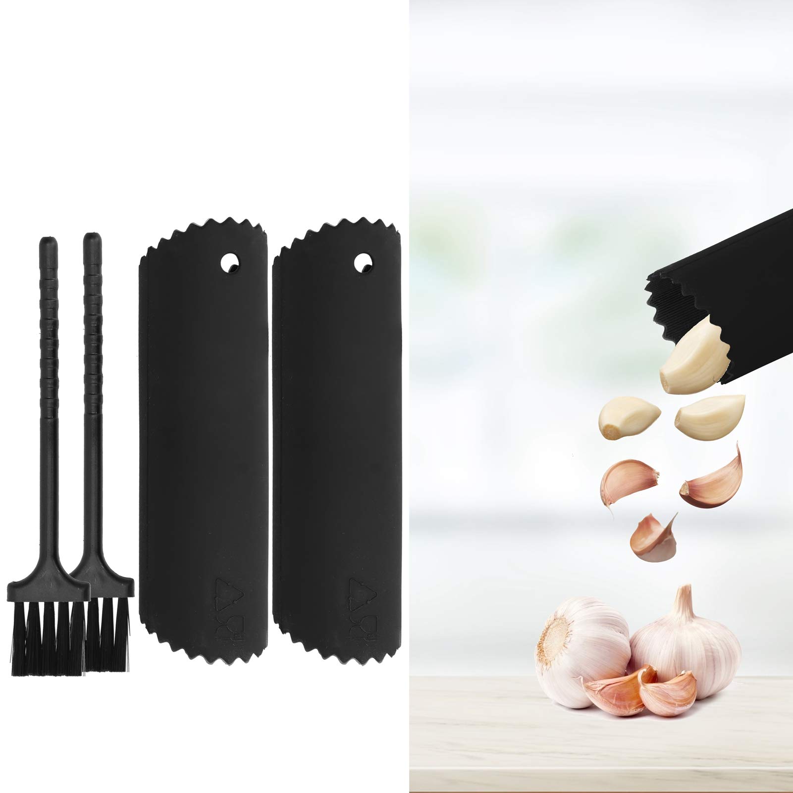 Garlic Peeler Silicone Tube Roller Effortless Peeling with Brush Silicone Garlic Roller Peeling Tube Rollers Skin Remover