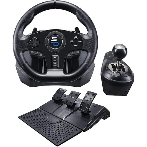 Superdrive - GS850-X racing steering wheel with manual shifter, 3 pedals, paddle shifters for Xbox Serie X/S, PS4, Xbox One, (programmable)