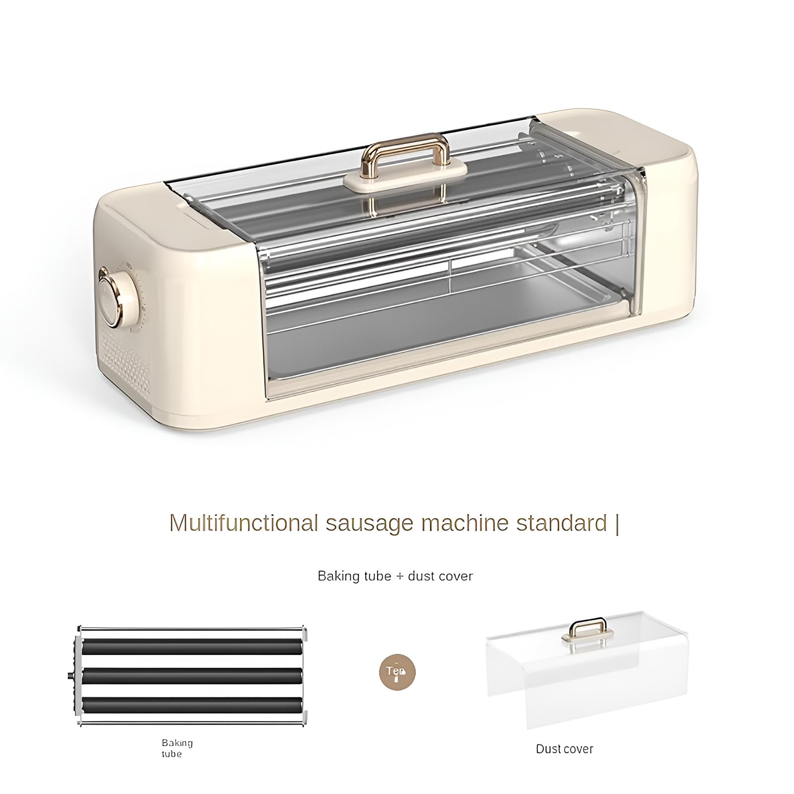 Parrilla Comercial Eléctrica Para Hot Dogs, Cocina De Salchichas | Rodillos giratorios de 360° con control de 0-300°C, bandeja de horneado integrada para cocina versátil en bares