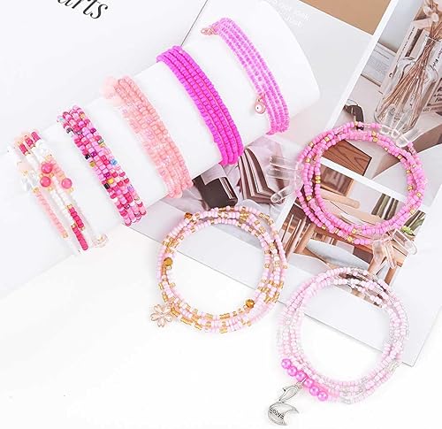 Miniatura 5 de ELABEST Cuentas de cintura africana de 24 a 39 pulgadas para mujer, 8 cuentas elásticas para el vientre, accesorios de joyería de cintura