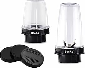 Benito NUTRI BULLET Polycarbonate 2 Jar Set (500ml & 300ml) for Mixer Grinder – Compatible with 4-Teeth Coupler & Dual Locking System