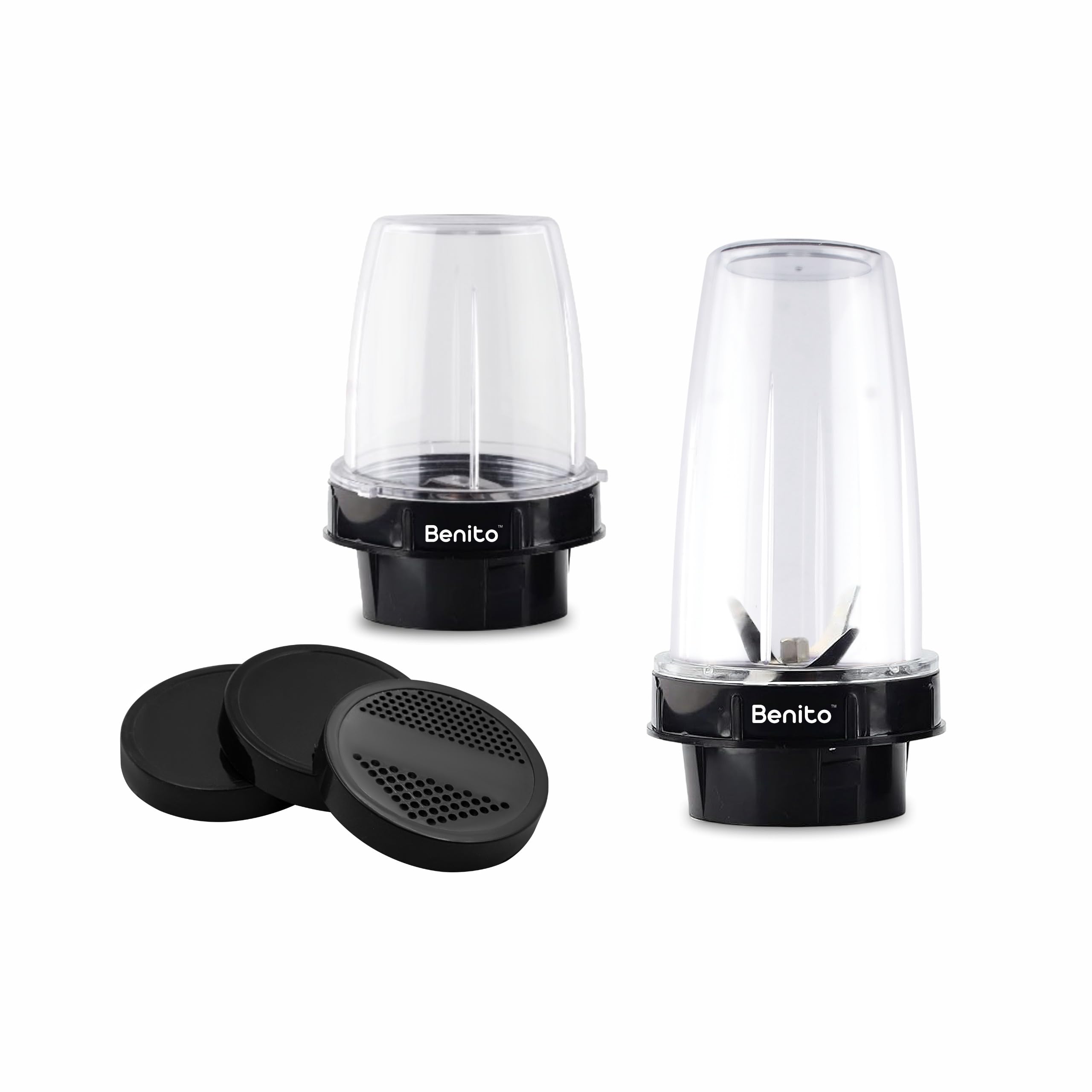 Benito NUTRI BULLET JAR Unbreakable Polycarbonate 2 set for Mixer Grinder, Smoothies Maker Mixi-Grinder (500ml & 300ml) Which Comes With 2 Lock & 4 Teeth Coupler (Free Cover Caps)-image-45