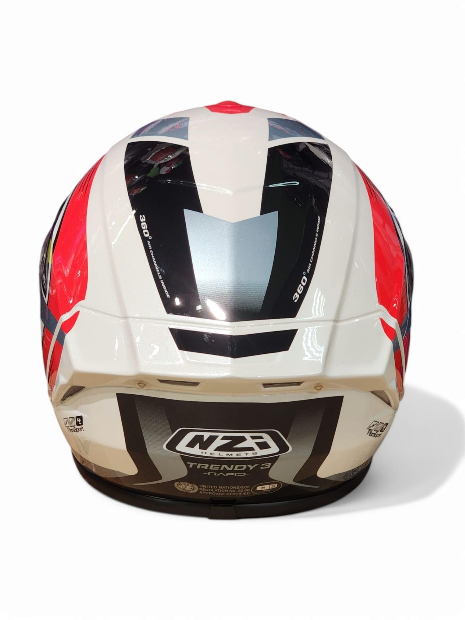 Casco Moto NZI Trendy 3 Stream Rapid Blanco Rojo Negro- Casco de Moto Integral con Pantalla Oscura + Transparente + Spoiler ECE 22.06 - Unisex Hombre y Mujer (L)