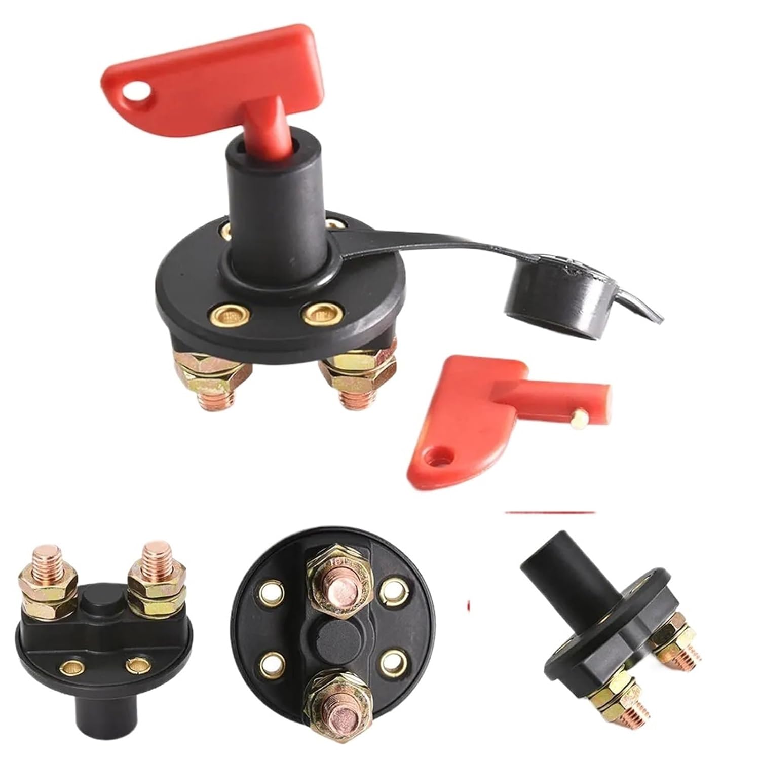 AD Car Power Switch 12V Main Cut Off Kill Switch Vehicle Modified Isolator Disconnector Red Key Cut Off Battery(K0027)