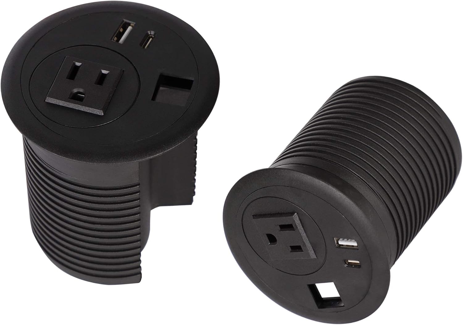 2 PCS of Desktop Power Grommet Outlet Conference Recessed Power Socket with AC Outlet, USB A/C(Type-C) & Replaceable Outlet(CAT 6, HDMI), 6 Ft Extension Cord for Home Office Library Table
