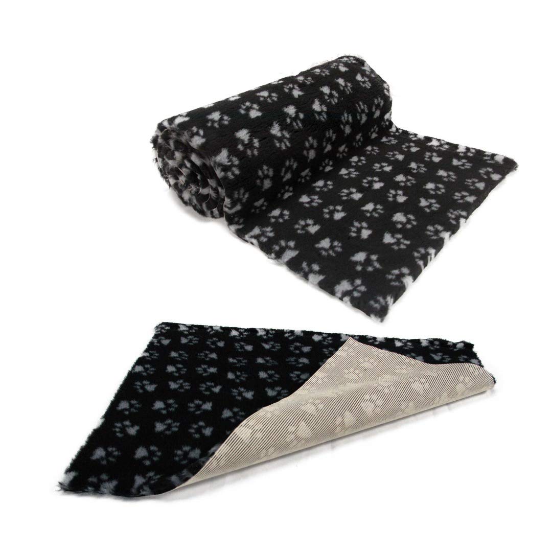 SoulPet NON-SLIP High Grade Vet Bedding Black Grey Paws ROLL WHELPING FLEECE DOG PUPPY PRO BED Size: 3 Metre x 150cm Roll