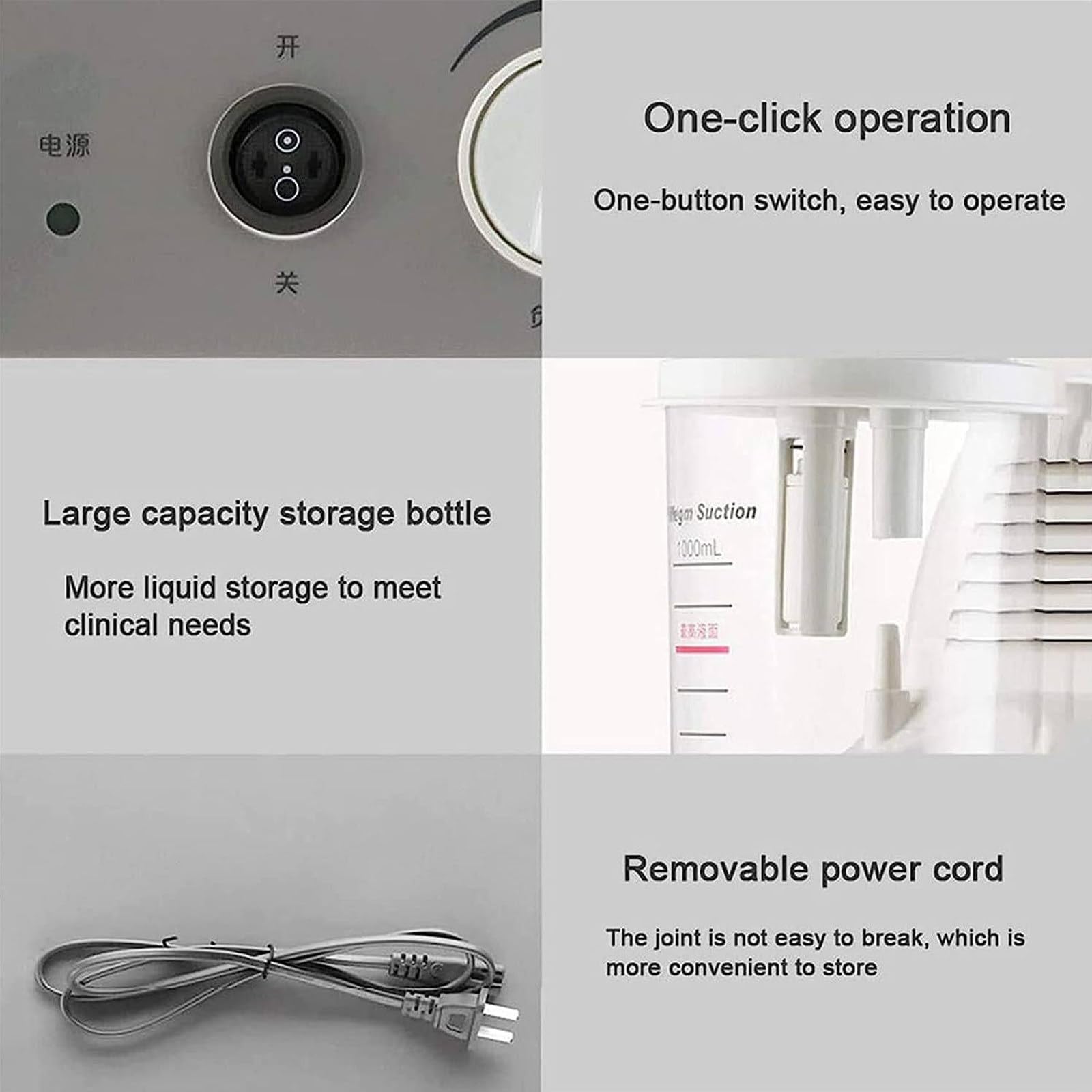 Máquina Portátil De Secreción De Moco,Aspiración Automática De Moco,Unidad De Dispositivo De Bomba De Succión De Flema De Esputo Eléctrica con 50 Mangueras,para Ancianos Y Niños