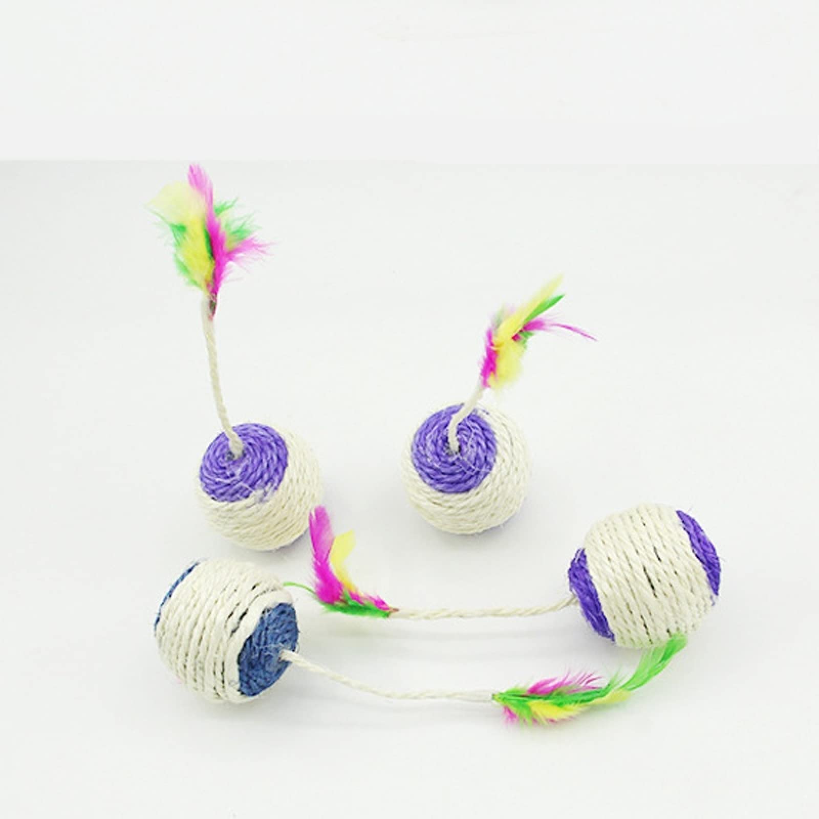 Juguetes para Gatos, Pelota rascadora de sisal for Gatos, Juguete Interactivo Entrenamiento for Gatitos, Plumas, 2 Unidades