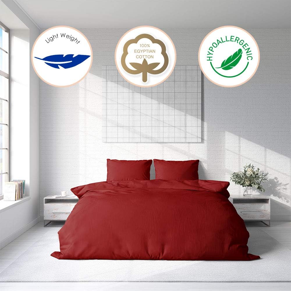 Kotton Culture Premium Duvet Cover 100% Egyptian Cotton 600 Thread Count with Zipper & Corner Ties Luxurious Bedding (Oversized King, Blood Red) : Home & Kitchen