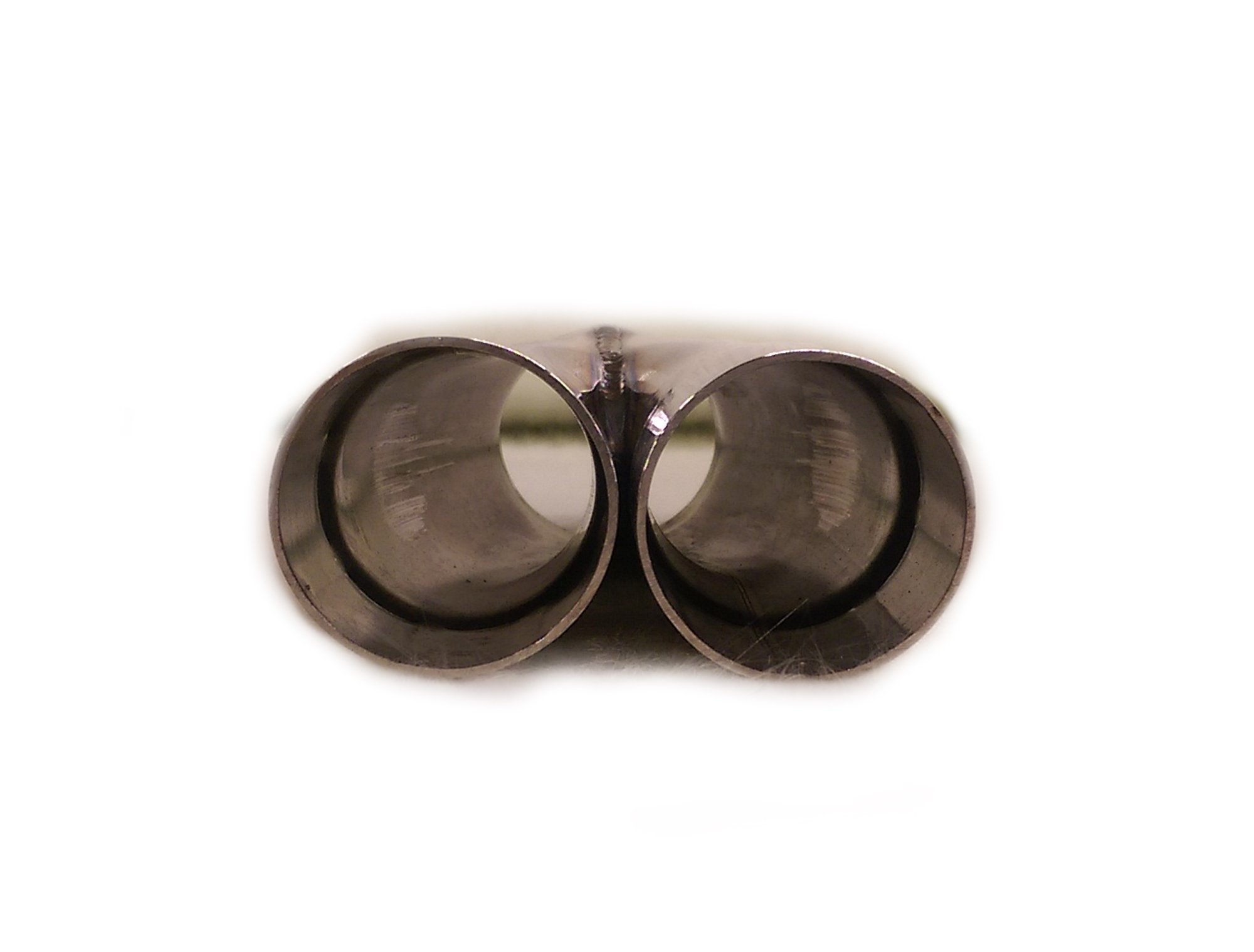 Collettore congiunto a Y,da 2 a 1, 38 mm, in acciaio INOX lucidato