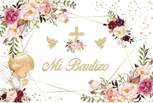 Miniatura 1 de Mi Bautizo - Telón de fondo de bautismo para fotografía de vinilo de 10 x 8 pies, decoración de fiesta de la primera comunión, telón de fondo de
