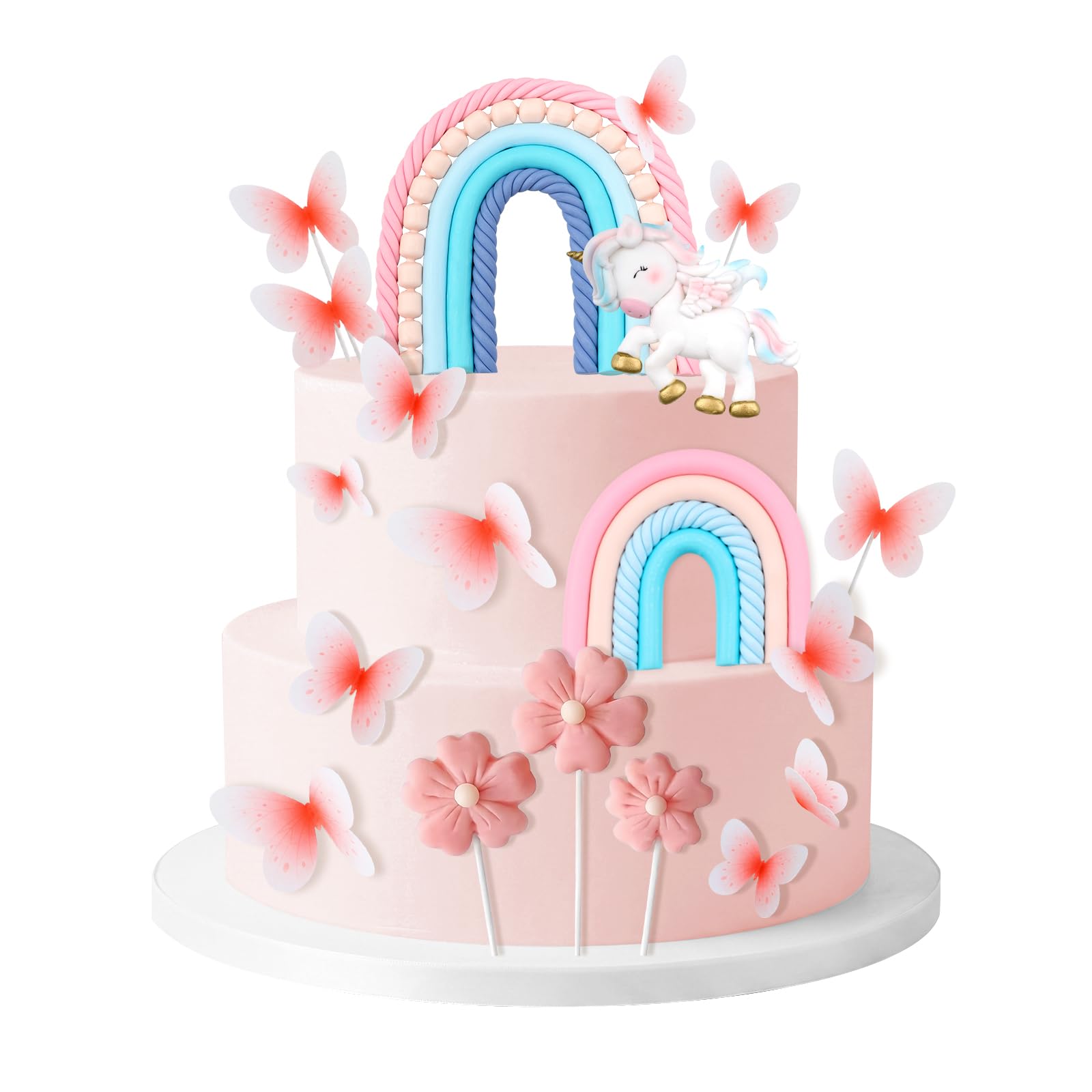 Unicorn Cake Topper 18Pcs Rainbow Cake Decorations for Girls Birthday Party