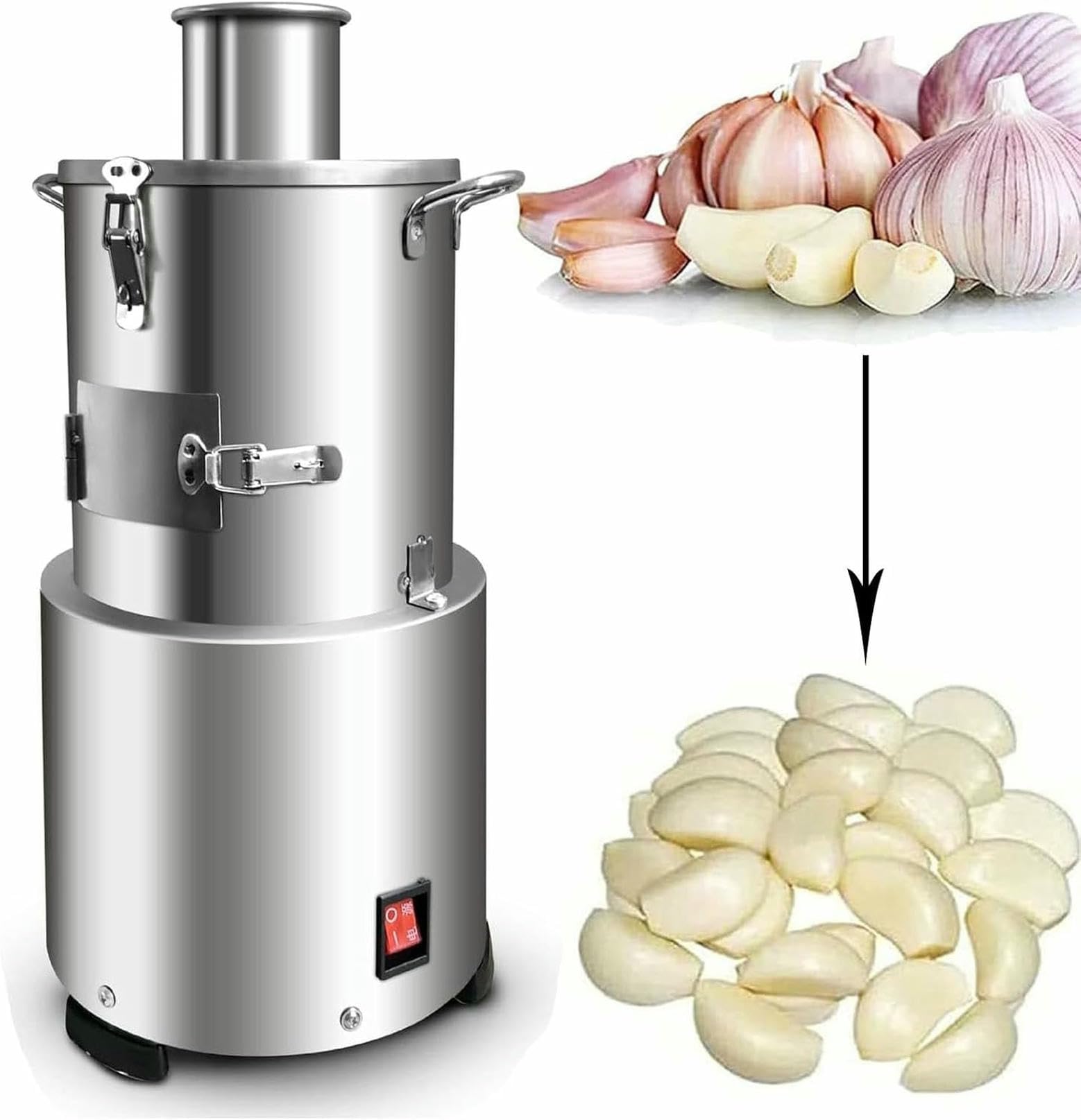 Peladora de ajos Secos, automática de Acero Inoxidable, eléctrica para cantinas y restaurantes.