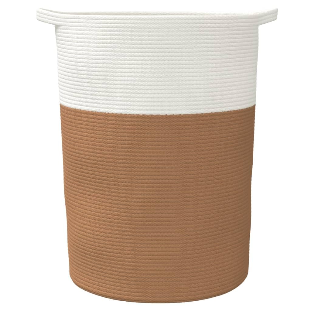 Rantry Aufbewahrungskorb Braun und Weiß Ø49 x 65 cm aus Baumwolle, Aufbewahrungskörbe, Badezimmer-Aufbewahrungskorb, Aufbewahrungskorb zum Aufhängen, Organizer zum Aufhängen