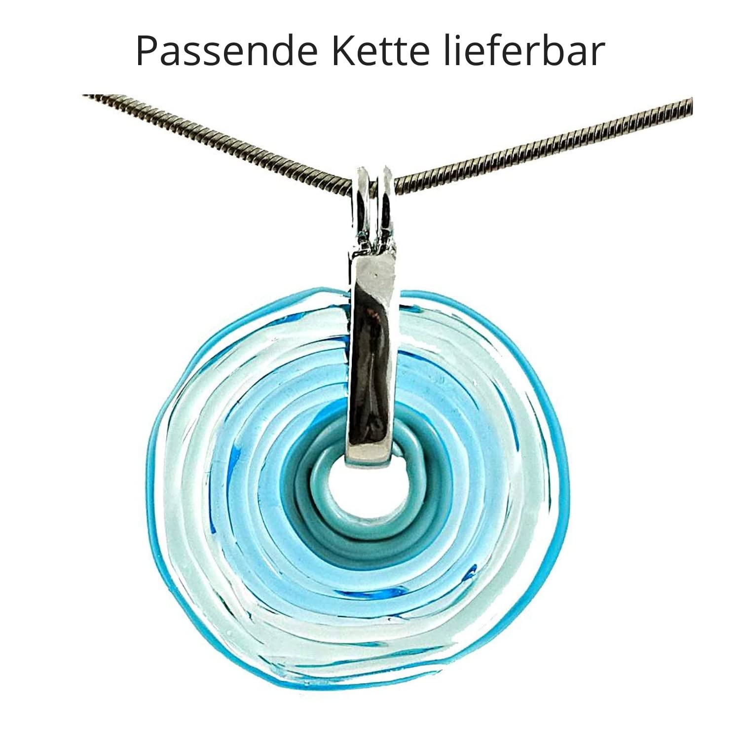 Edelstahl-Ring mit Scheibe aus Murano-Glas in türkis/PASST IMMER/verstellbar (16-21) / Wechsel-Ring/Personalisiertes Geschenk für sie zu Valentinstag Jahrestag Hochzeit Geburtstag Mama