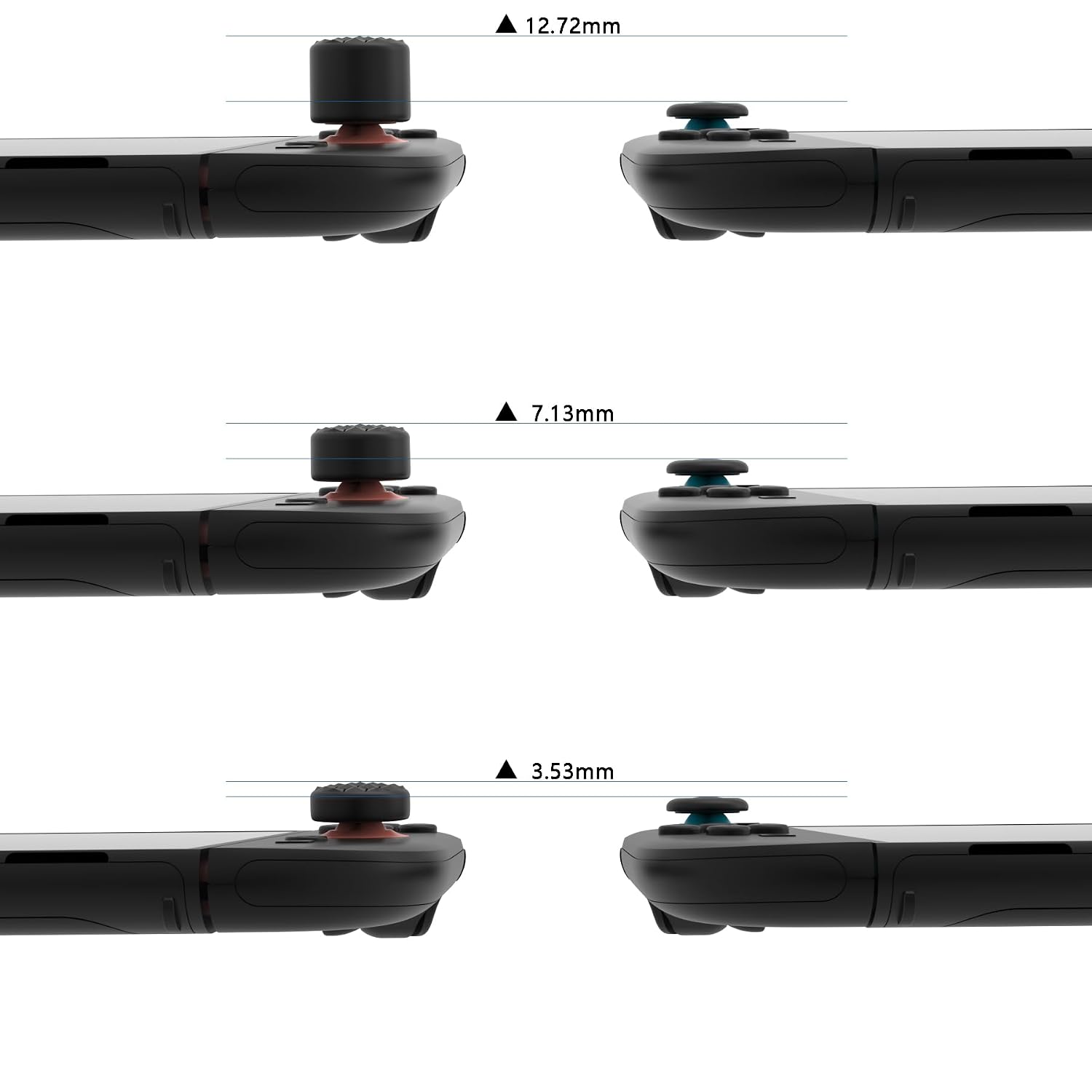 PlayVital Quantum Pro Ergonomic Thumbstick Grips for Nintendo Switch 2, Joystick Caps Thumb Grip for Joycon 2 - with 3 Height Convex and Concave - Diamond Grain & Crack Bomb Design - Black