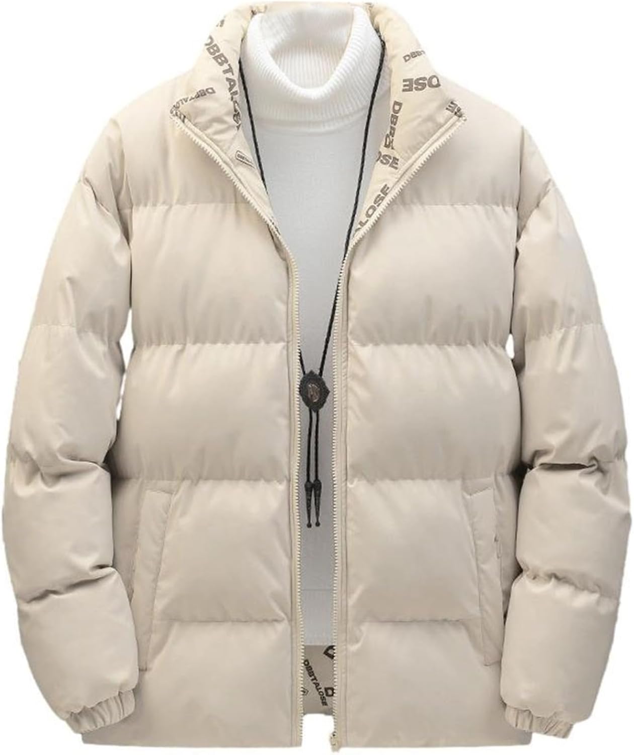 Vihana] 英字柄 白 ダウンジャケット メンズ 冬服 ウォーム 防寒