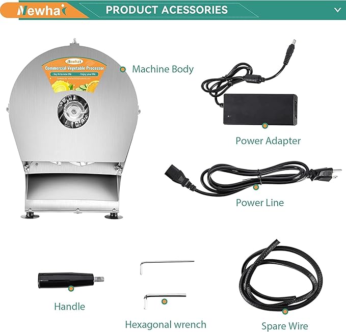 Cortadora de Verduras Eléctrica Newhai 0-10mm Acero Inoxidable miniatura 7