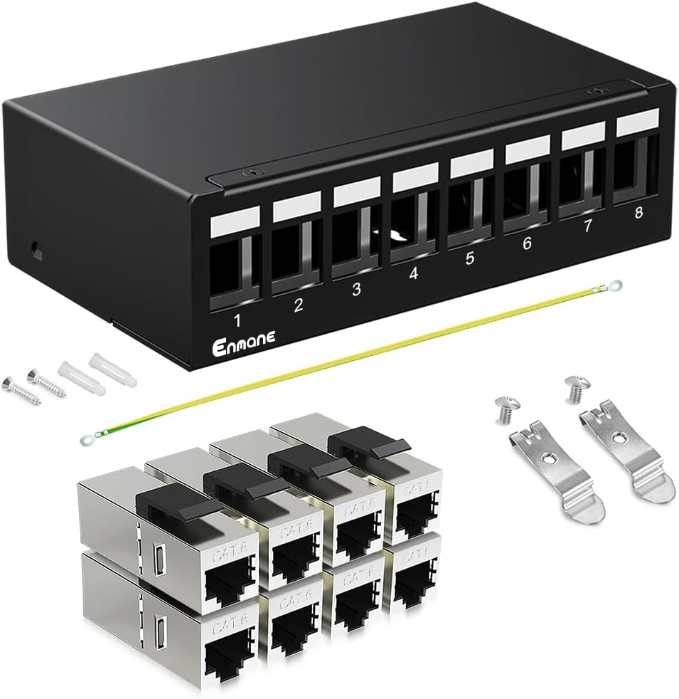8-Port CAT6 Patch Panel 1U 8Port Keystone