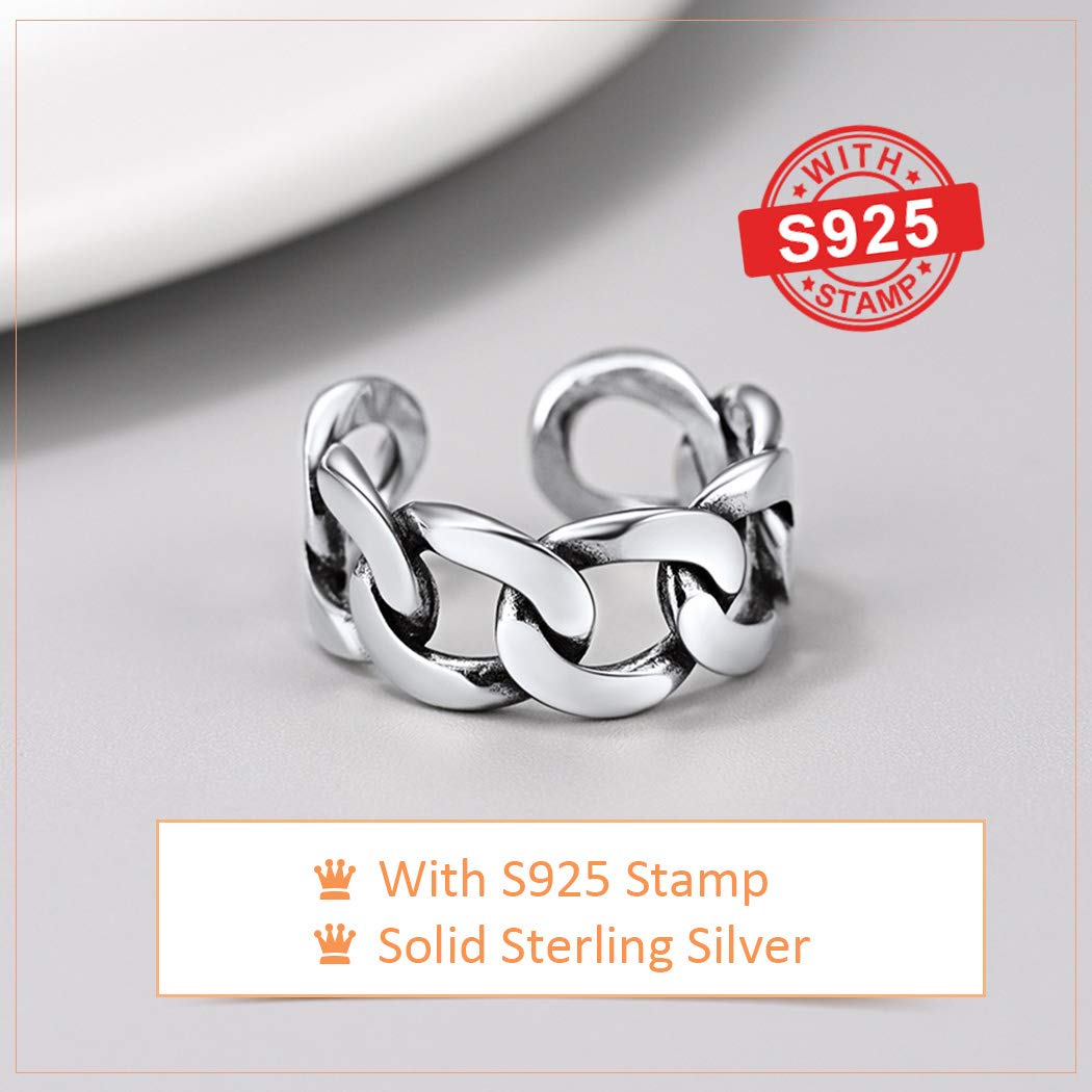 PROSILVER Anello Regolabile Donna Argento 925 Confezione Regalo Anelli Aperto Forma Luna e Stella/Foglia/Celtica/Semplice/Vintage