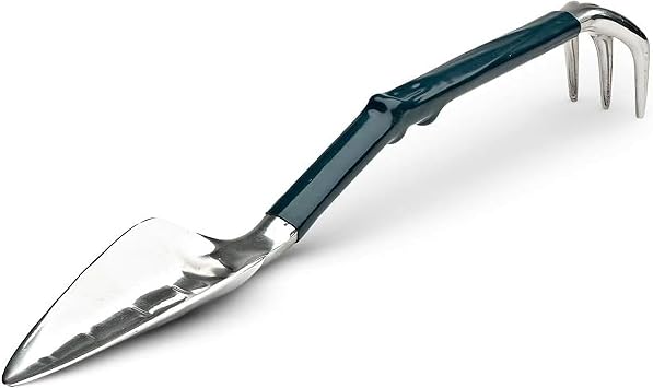 Kings County Tools Combo Garden Hand Tool | Combination Trowel & Rake | Trake Measures 17 | Use for Weeding, Planting and Transporting | Polished Cast-Aluminum