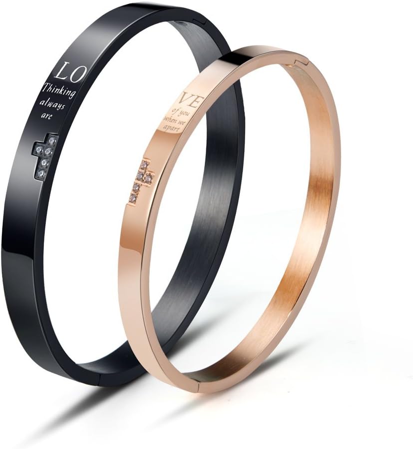 His and Hers Matching Bracelets Stainless Steel Love Couple Bracelet Gift for Valentines Day