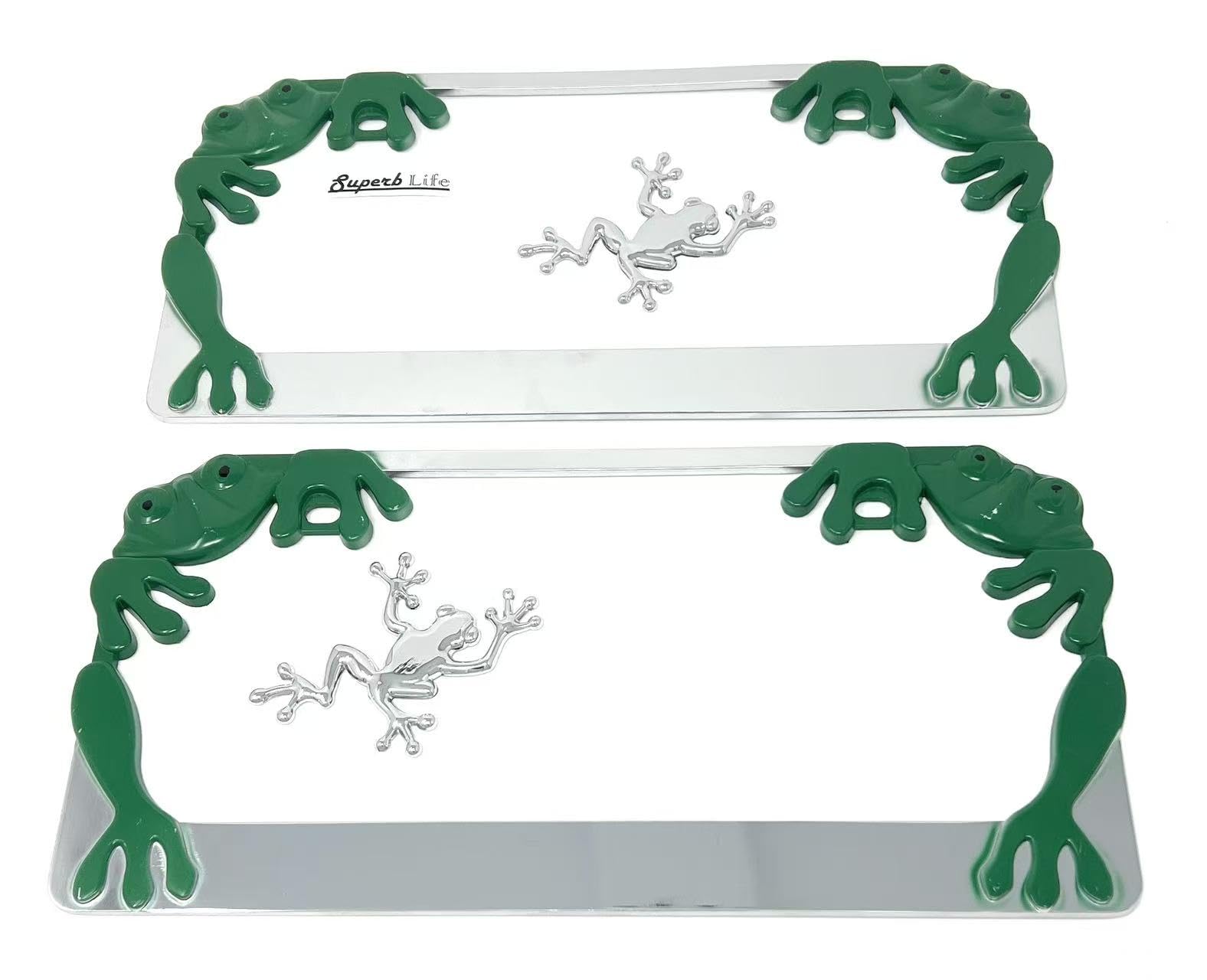 Amazon.com: Chrome Frog License Plate Frame Set of 2 with 2pcs 3D