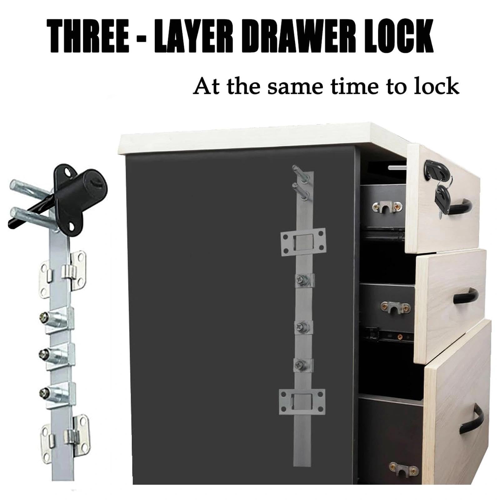 2 Piece Cabinet Plunger Lock Furniture Desk Drawer Plunger Locks Cupboard Cam Lock with Key for Filing Cabinets Wardrobe Display Cabinet Furniture - Image 3