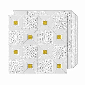 KBR Self Adhesive PE Form 3D Square Design Wall Sticker Wallpaper Panel Ideal for Wall Decor Living Room/Bedroom/Kitchen/Drawing Room (Size - 70x70 Cm, Pack of 3)