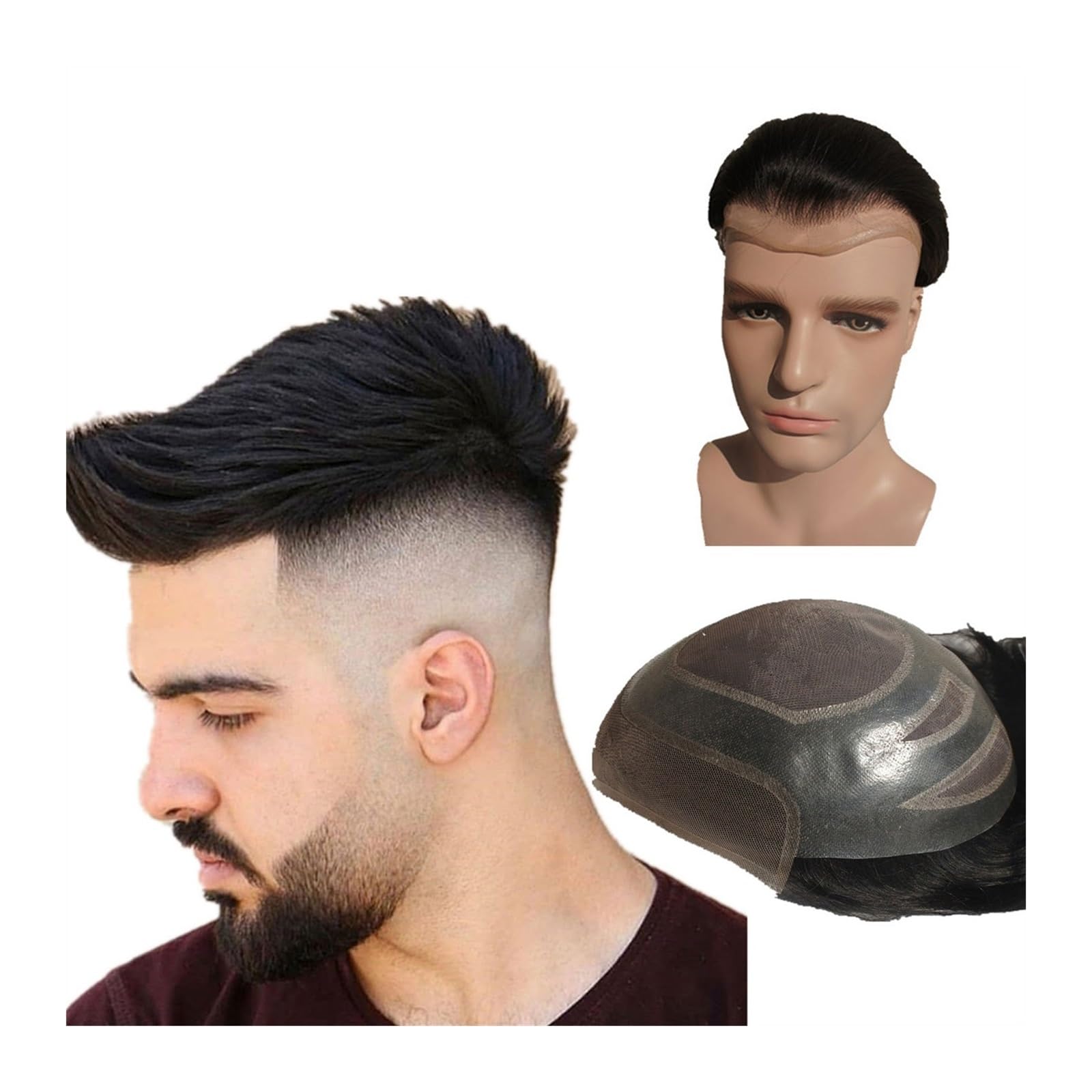 Prothèse de cheveux hommes indétectable en suisse dentelle avant
