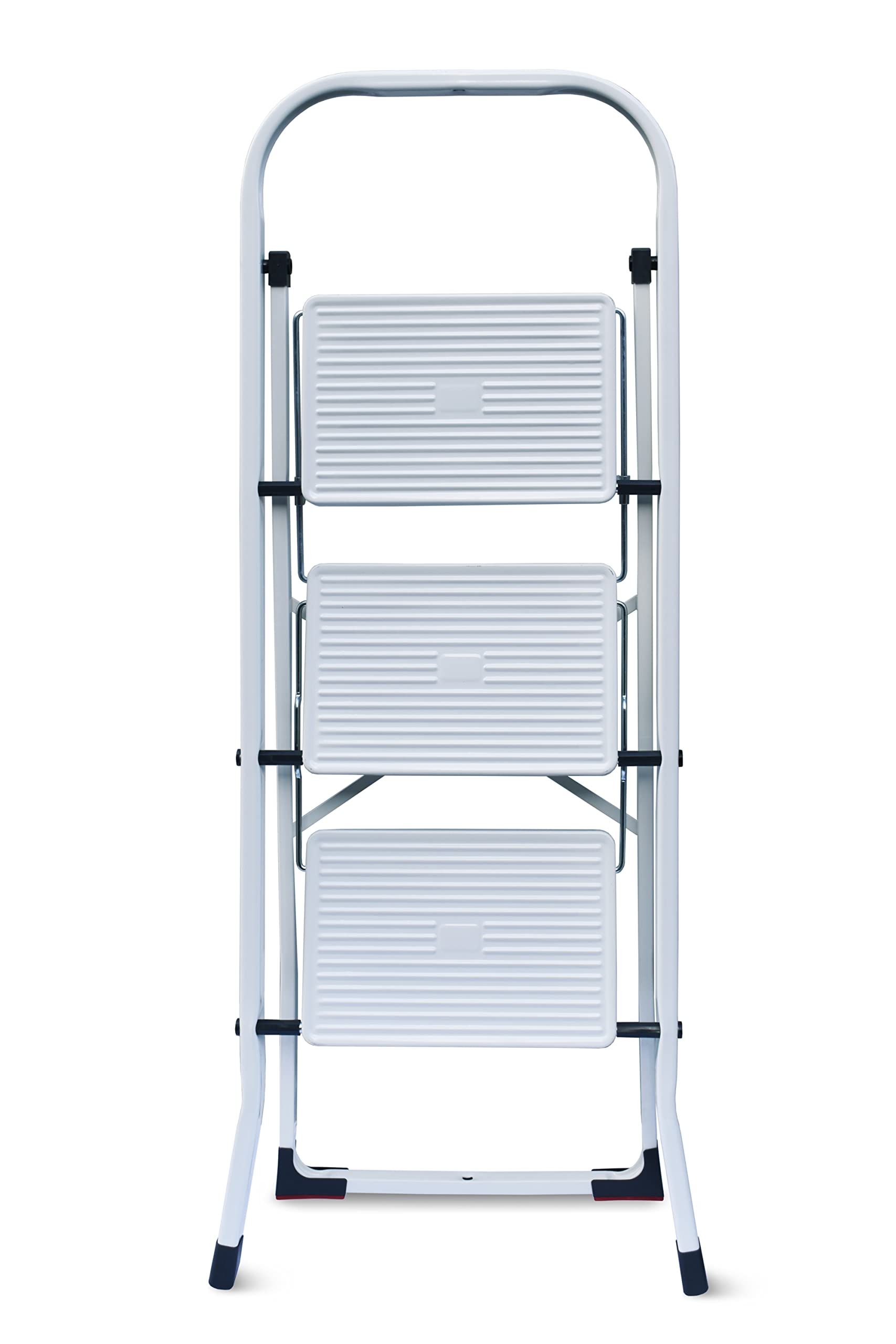 Drabest Scaletta a 3 gradini, antiscivolo, in acciaio, piedini antiscivolo