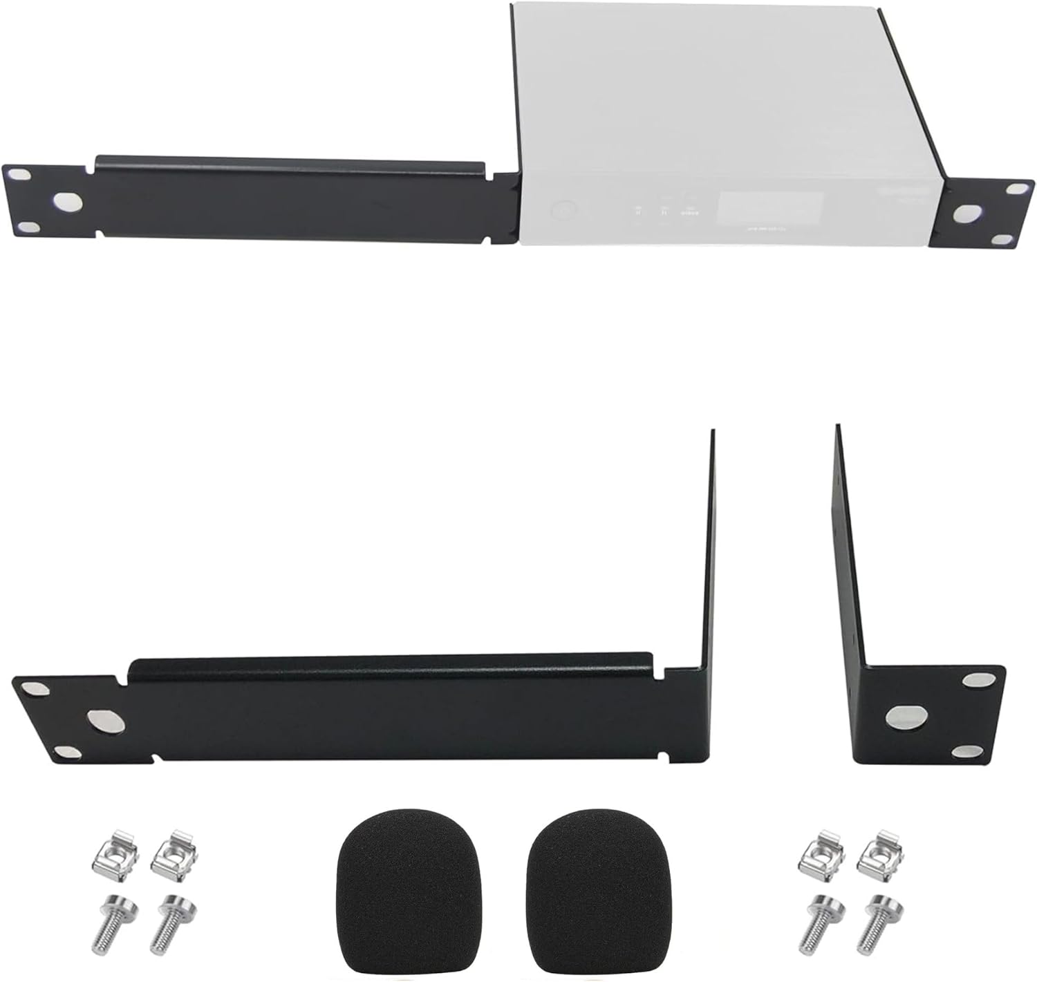 Rackmount Bracket Kit fit for Sure QLXD4 Receivers Wireless System Mount on 1U Standard 19” Rack Distribution, with Microphone Inner Foam Accessory (Bracket for 1 Receiver)