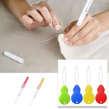 Kit de Costura a Mano, 30 Agujas de Coser a Mano, 4 Enhebradores, 2 Descosedores, Recortadora de Costuras, Cajas de Costura para Procesos de Reparación de Bordados de Varios Tamaños