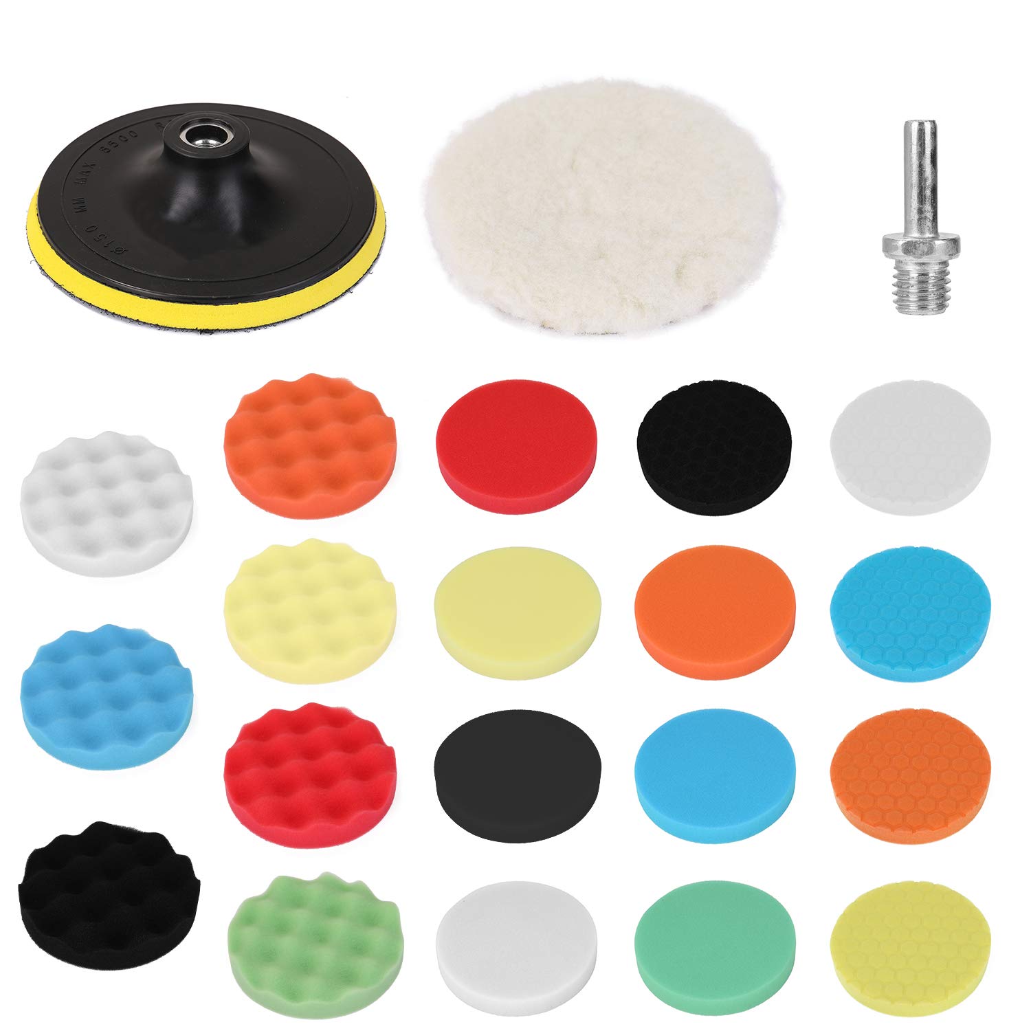 LNHHG 22pcs/Set Car Polishing Pad 150mm Sponge Buffing Waxing Boat Polish Buffer Drill Wheel Polisher Removes Scratches(Type1)