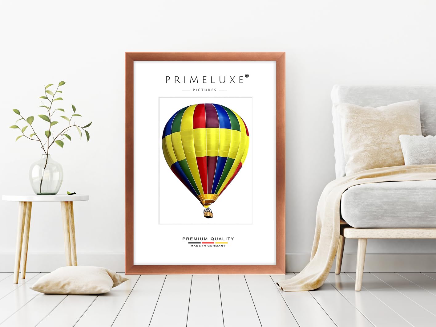 PrimeLuxe Holz Bilderrahmen 80 x 120 cm (Bildmaß) in Kupfer-Braun | Farbe und Größe wählbar | Rahmen für Poster | Puzzle | Foto collage | MADE IN GERMANY