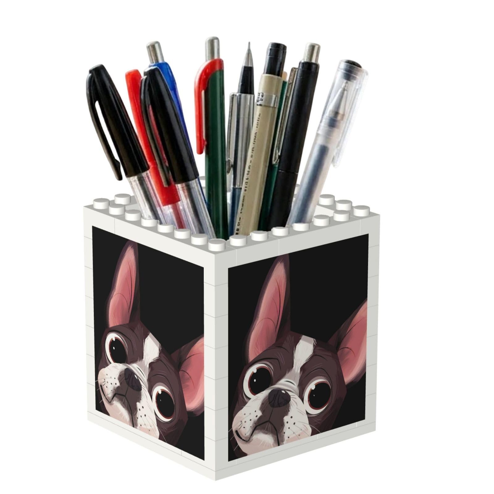 Poadnly Boston Terrier Nature, Pen Pot Pencil Holder for Office Home School, Compact Desk Organiser for Office Stationery