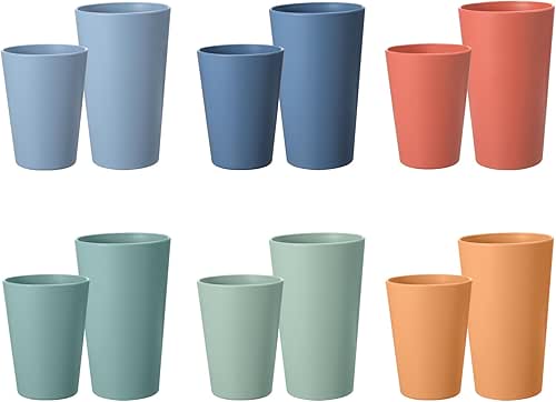 Set of 12 Wheat Straw Cups, 6 Pcs 20 oz
