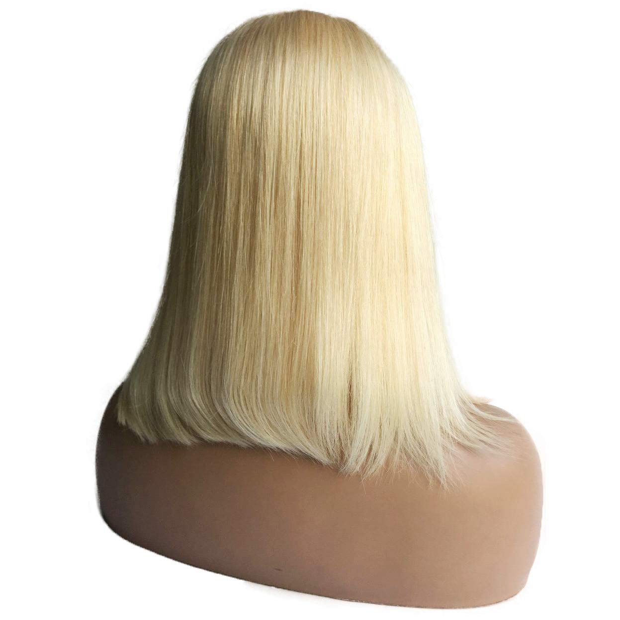 New Deal Blonde Human Hair Wigs Glueless Short Bob Wigs 613 Blonde Lace T Part Wig for Black Women Lace Frontal Wig Raw Hair Bleached Knots Blunt Cut Bob Wigs Pre Plucked 150% Density(Can be Restyled)12