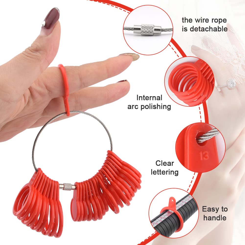 SUNERLORY Ensemble D'outils De Mesure De Taille D'anneau En Plastique, Outil De Mesure De Bijoux, Mandrin De Taille D'anneau Et Compteur De Taille De Doigt, États - Unis, Royaume - Uni(comme Image