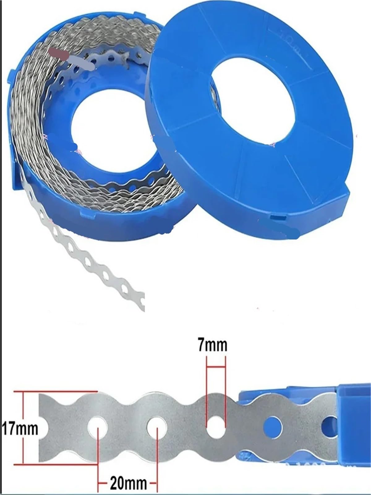 Brida de cable hierro galvanizado 2 rollos con borde curvo/borde recto, ancho banda: 12/17/25 mm Para Construcción(17mm)