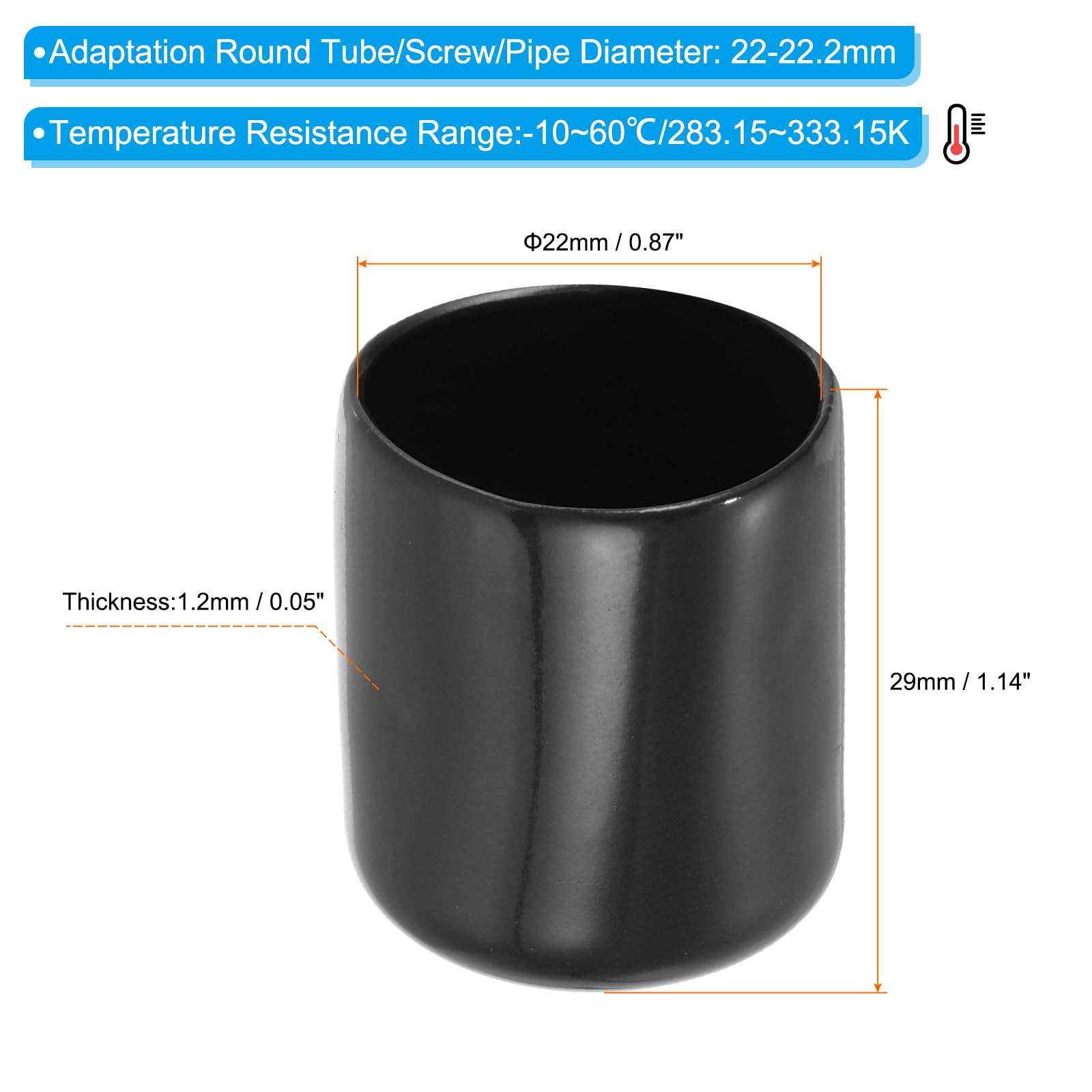 PATIKIL 22MM Vinyl Rubber End Caps - Image 2