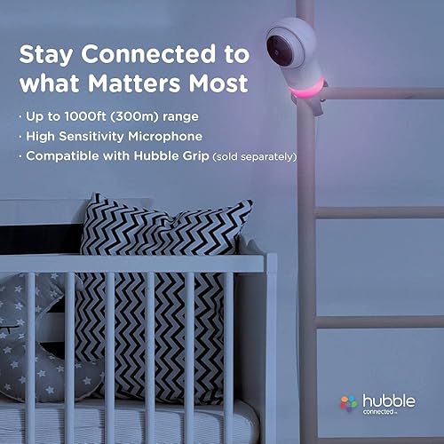 Miniatura 4 de HUBBLE CONNECTED Nursery Pal Glow+ Monitor inteligente para bebés con unidad de padres de 5 pulgadas y visualización Wi-Fi a través de la aplicación