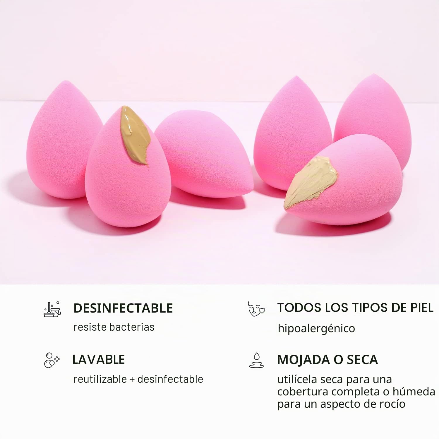 AOA Studio - Juego de 6 esponjas de maquillaje de colección, esponja de maquillaje, sin látex y de alta definición, para crema en polvo y líquido, supersuave