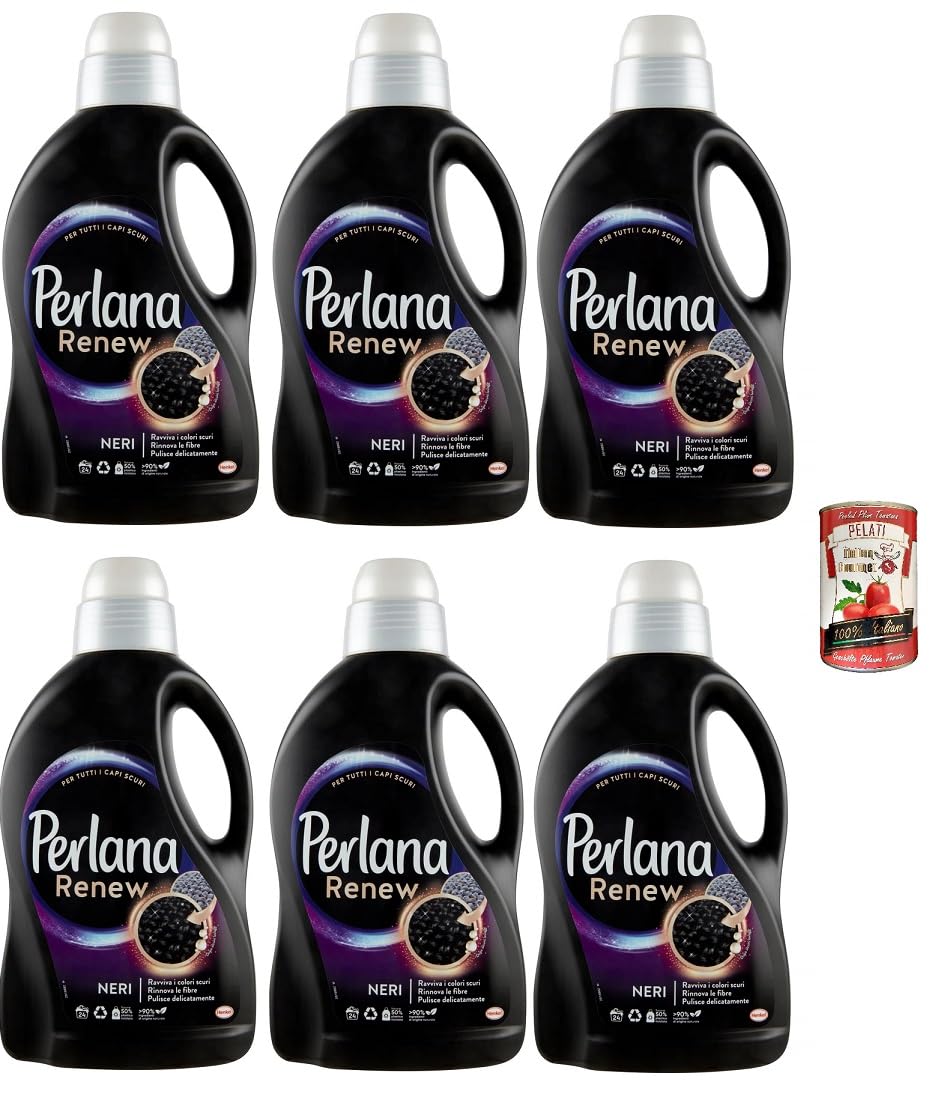 Perlana Renew Lana Black - Detergente para lavadora para ropa negra y oscura, renueva y protege la intensidad del color + Italian Gourmet pelati 400 gr