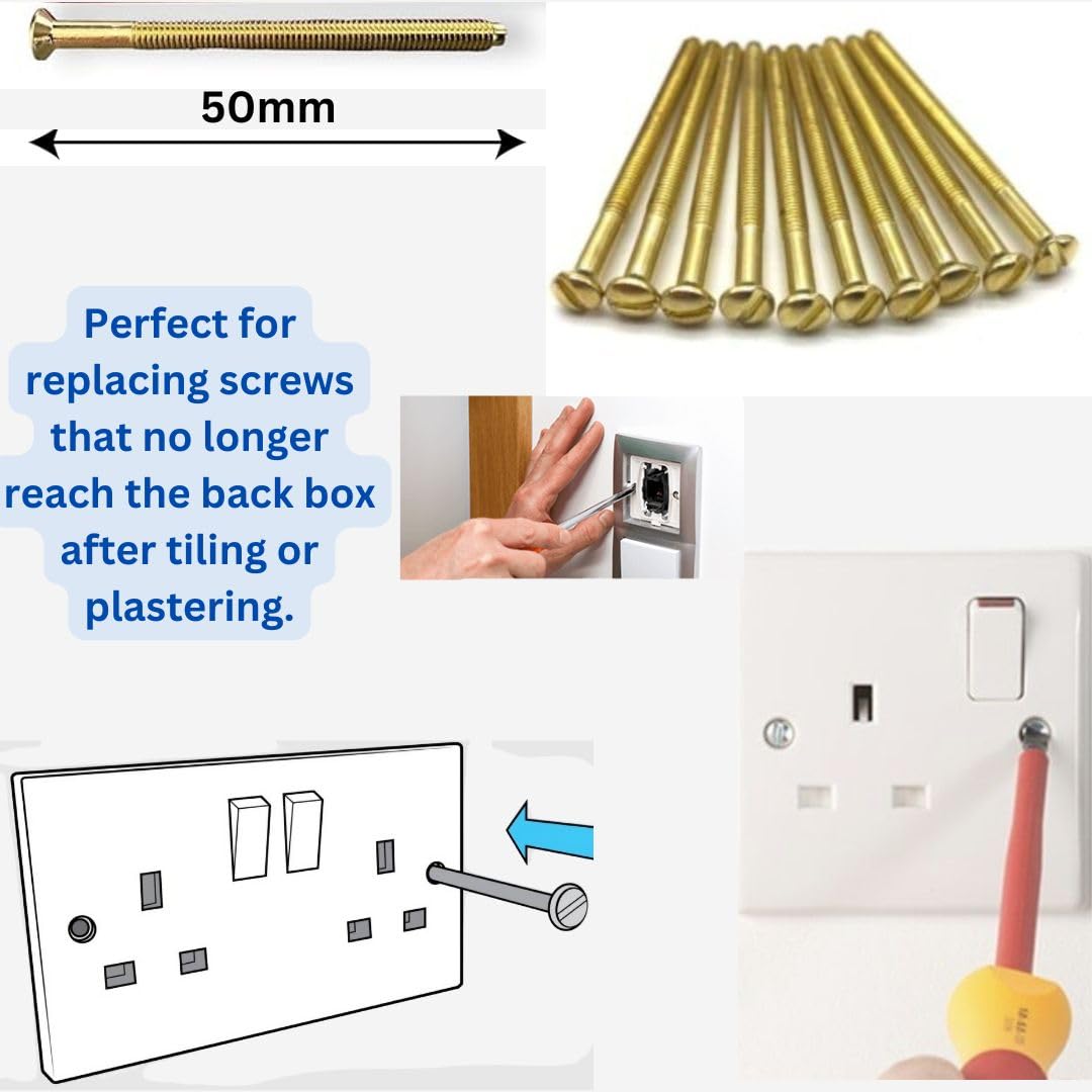 Electrical Long Socket Screws 40mm, 50mm, 75mm Black Nickel, Brass - Image 3