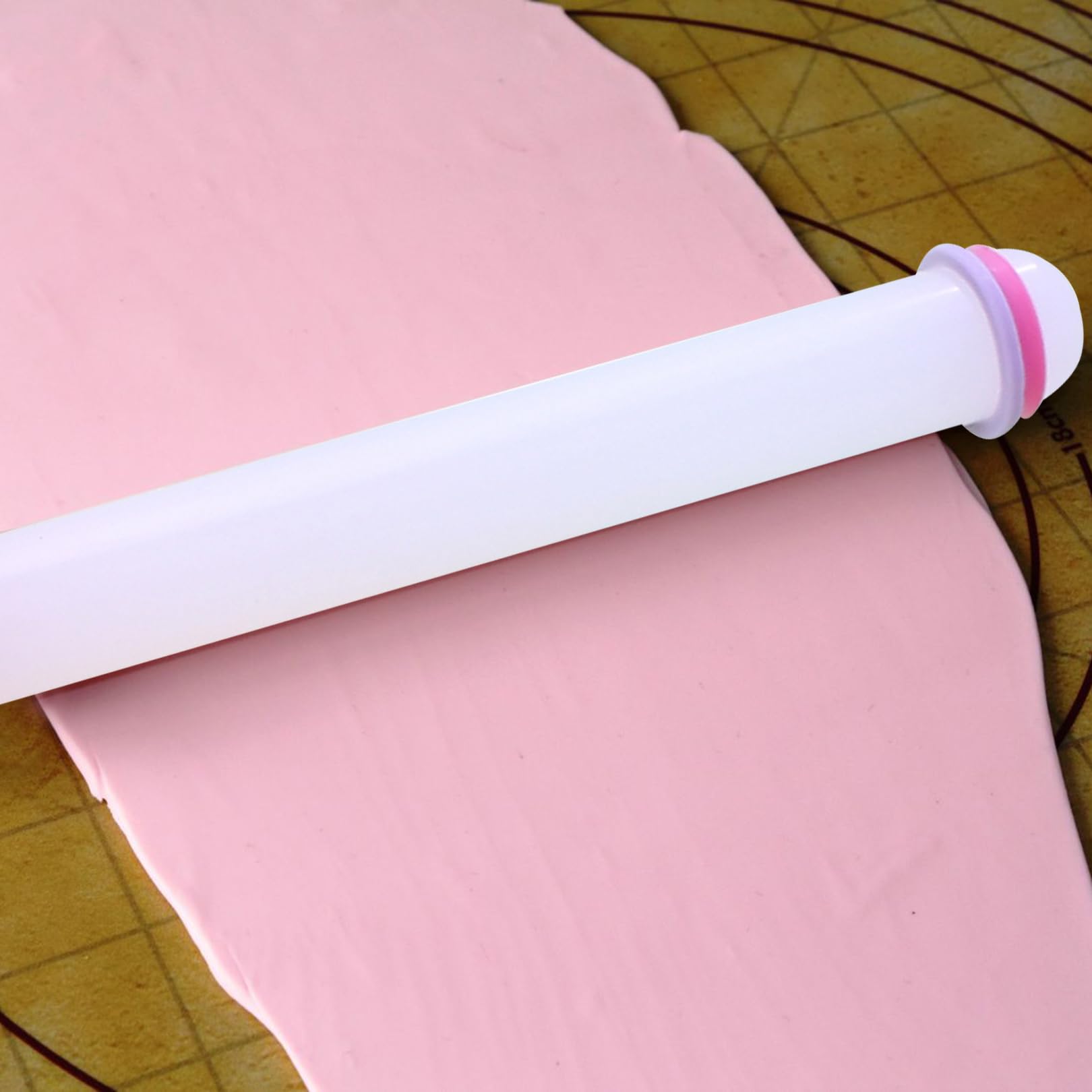 Mattarello antiaderente da 22,9 cm con anelli guida, rullo per pasta di zucchero in plastica, rullo regolabile per impastare fondente, pasta di zucchero, impasto, crosta di torte